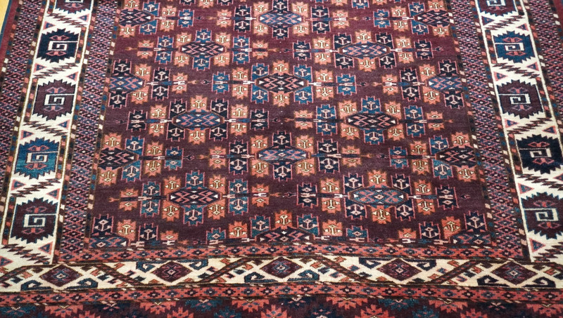 Antique Turkman Yomud Tribe with Kepse Gul Design Main Rug 6'3" x 10'8" gallery