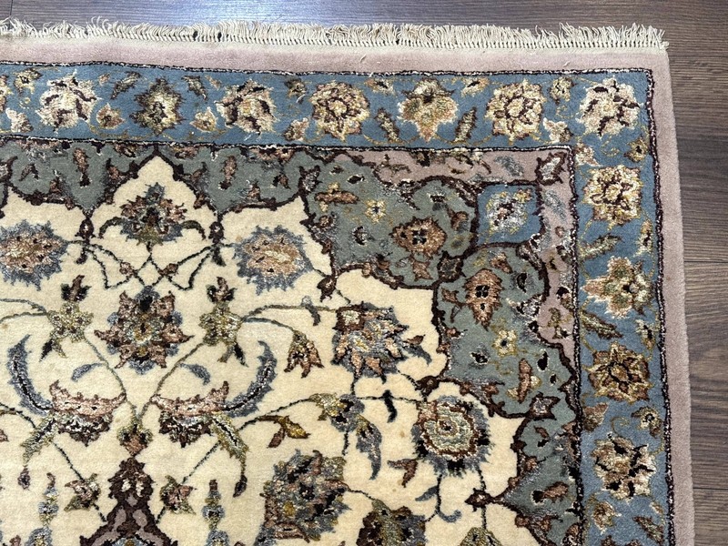 Per'sian Rug 3x5, Fine 310 KPSI, Kork Wool Silk Foundation, Cream & Light Green gallery