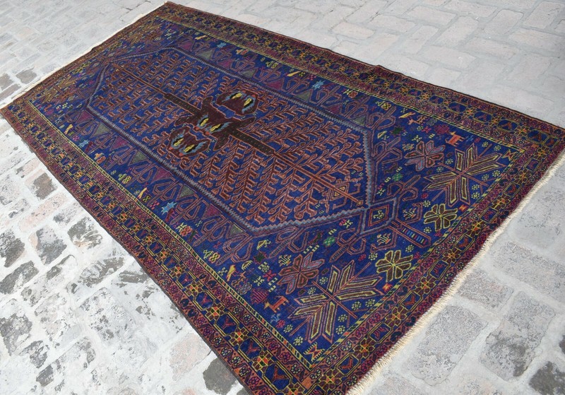 4'7 x 9'1 ft Handmade vintage afghan tribal baluchi zakani wool persian area rug gallery
