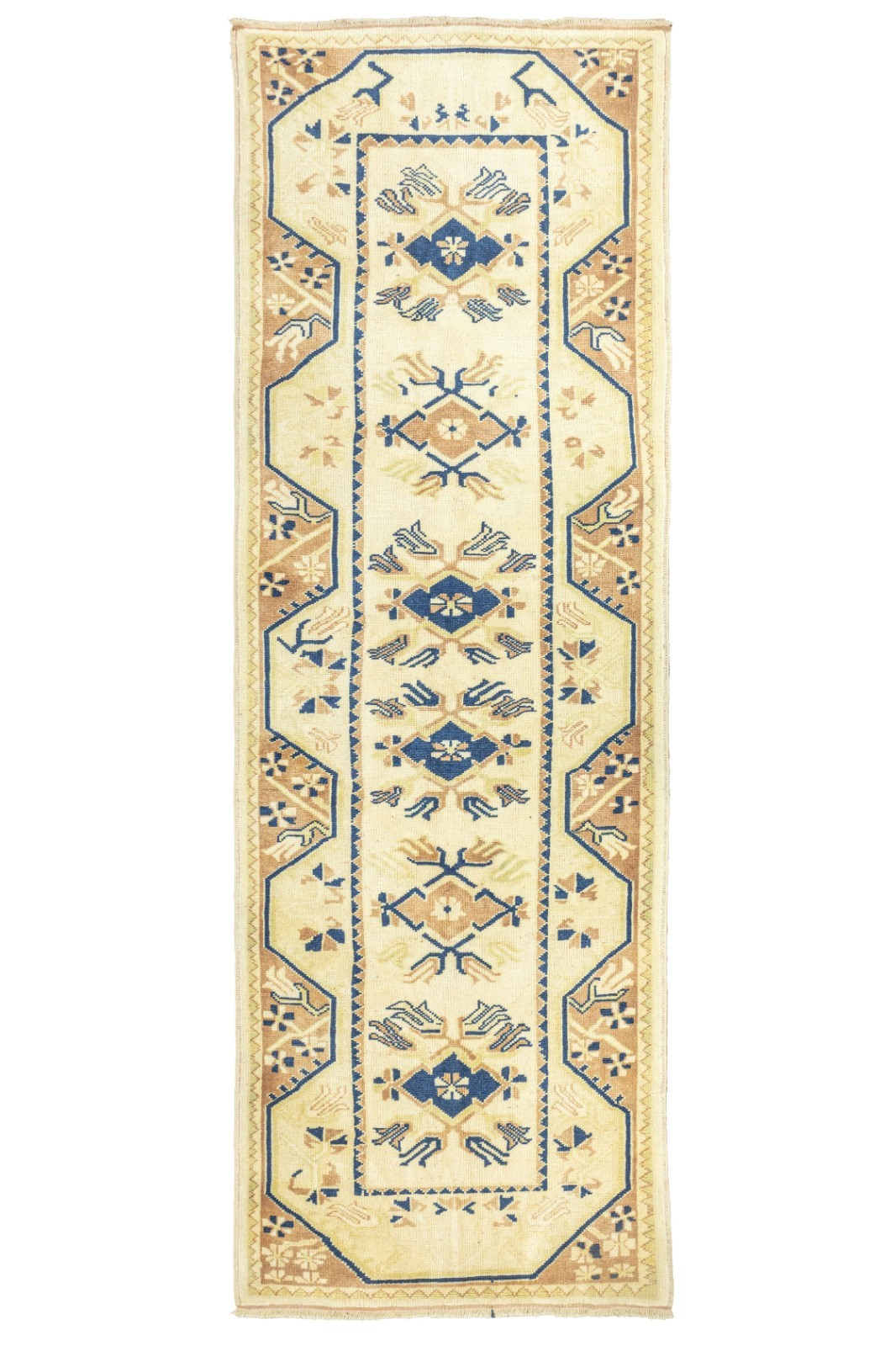 Hand-Knotted Turkish Oushak Runner 2.9x8.5 ft – Ivory Blue – Quiet Luxury Rug gallery