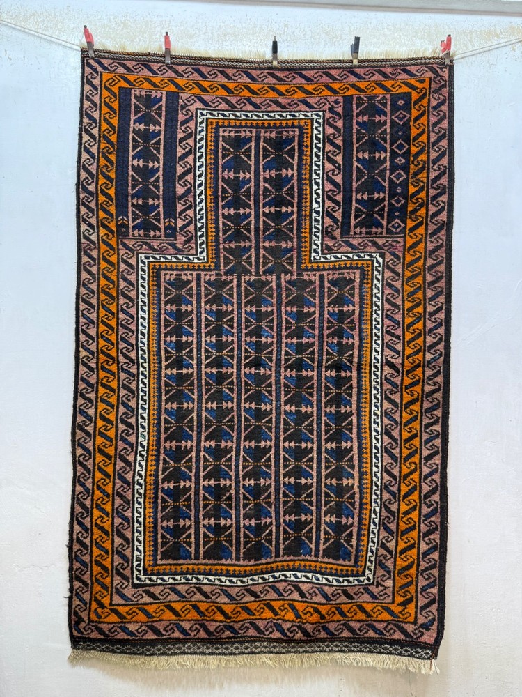 Vintage Beautiful Hand Knotted Afghan Prayer Wool Rug Carpet 167x105 Cm