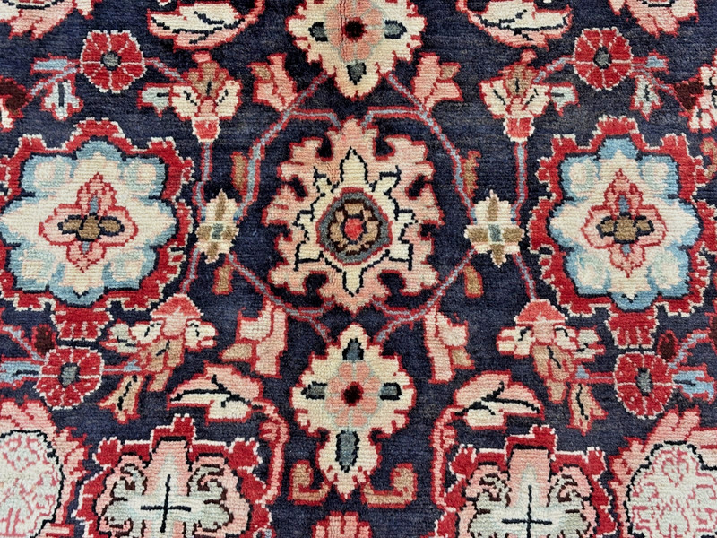 Vintage Hamedan Oriental Rug 5x9 Hand Knotted Wool Tribal Navy Red Area Rug Boho gallery