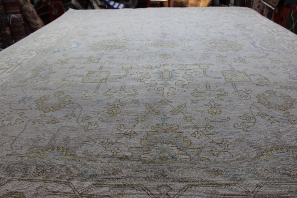 Oushak Design 9'x12 Handmade Oriental rug, Washed out muted Color Chobi
