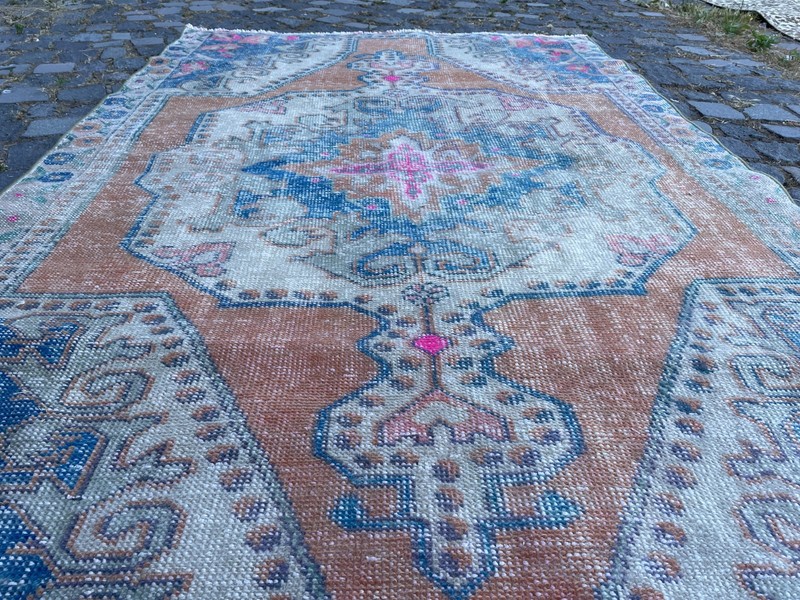 Home Decor Rug, Turkish Vintage Rug, Boho Decor Rug, Oushak 4,2 x 6,7 ft gallery