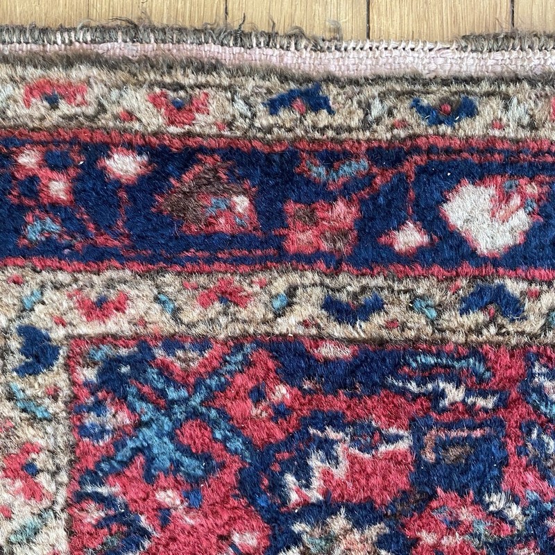 Vintage Rug 3' 6 x 5' Red Hand Knotted Farmhouse Wool Oriental Rug gallery