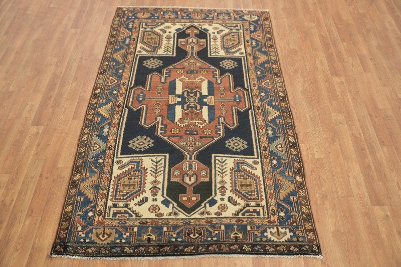 Refined 4x7 Vintage Medallion Rug in Deep Blue and Terracotta Heritage Elegance gallery
