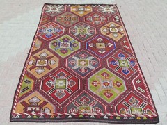 Vintage Oriental Kilim Wool Rugs, Handmade Large Carpet, Floor Teppich 68×109″