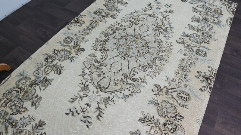 Oushak Turkish Vintage Rug 5x8 Kilim Rug Anatolian Handmade Boho Decor BEIGE gallery