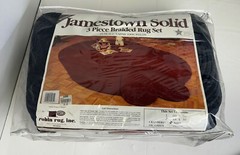 Vintage Jamestown Solid 3 Piece Braided Nylon Rug Set Rag Robin Area 60×90 18×30