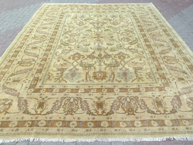 Turkish Large Rug, Handmade Floor Oushak Carpet, Modern Teppiche Tapi 109"x139" gallery