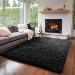 Zentavio Black Area Rugs for Living Room Bedroom 6×9 Large Men Room Carpet Fl…