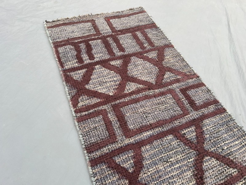 2x12 Vintage Moroccan Hand Knotted Wool Runner Rug Geometric Pattern Hallway Rug gallery