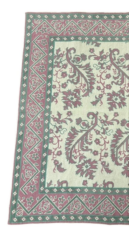Vintage Rug Wall Hanging Hand Knotted Wool Area Rug Floral Cottagecore Farmhouse gallery