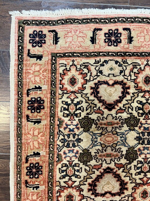 Romanian Runner Rug 2.6 x 12.9 Wool Handmade Hallway Carpet Floral Allover Tan gallery