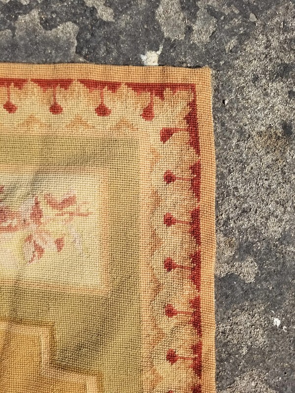 Antique French Handmade Aubusson Style Floral Wool Multicolor Rug 5.7X10.8ft gallery