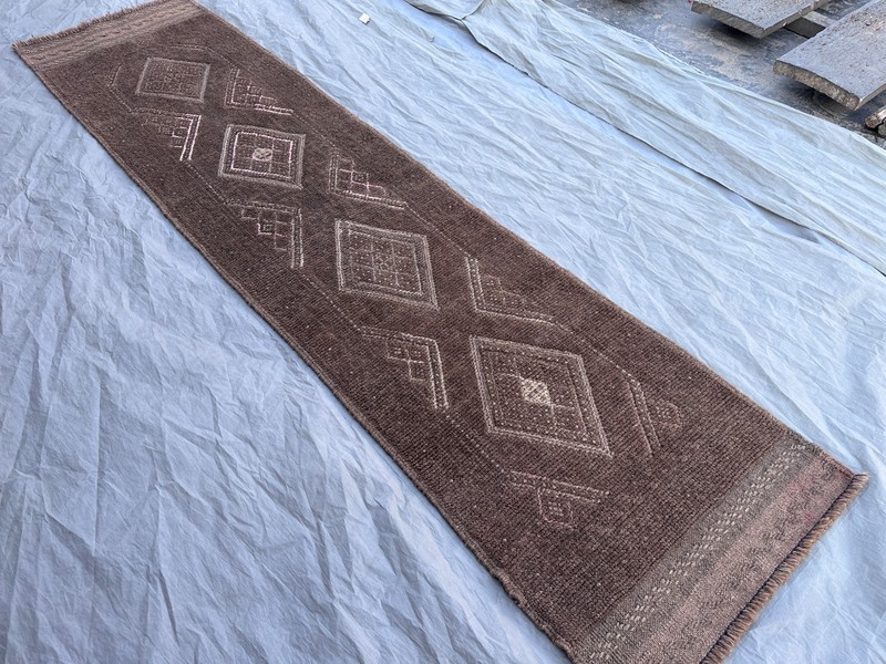 Vintage Afghan Baluchi Mishwani Runner Rug 1’10 x 7’9 ft Wool Faded Kitchen Rug gallery