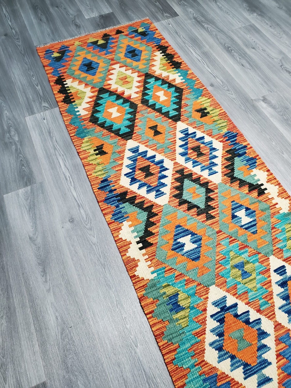 Vintage Kilim Traditional Hand Made Oriental Wool Kilim 3x16ft 81cmx493 gallery
