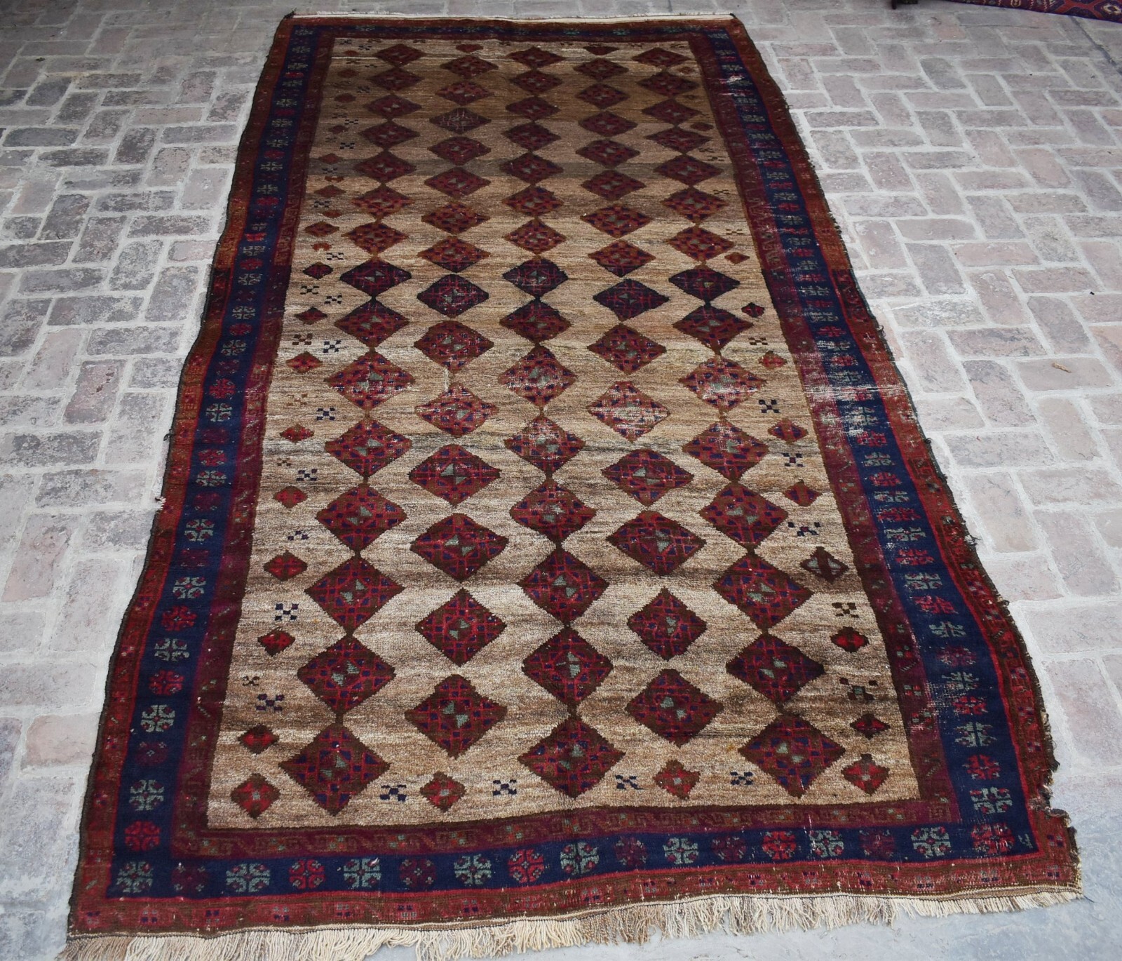 6'2 x 11'8 Collector's piece antique handmade afghan baluchi wool area rug gallery