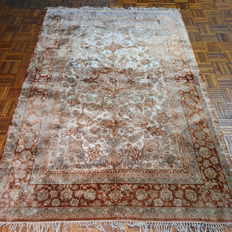 Middle Eastern Oriental Is-phahan silk and kork wool 4'10" x 7'3" c. 1950 gallery