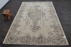 Oushak Turkish Vintage Rug 6×9 Kilim Rug Anatolian Handmade Boho Decor BEIGE