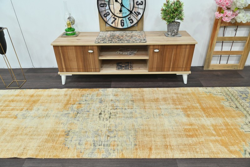 Vintage Turkish Runner Rug 3x10ft ORANGE Handmade Anatolian Oushak Hallway Wool gallery