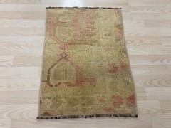 Vintage Anatolian Rug 1.6×2.2 ft Antique Muted Boho Rug Small Door Mat Handwoven