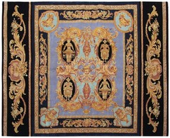 6×8 Wool & Silk 1980 Vintage Rug Fine Handmade Baroque Style 173cm x 178cm