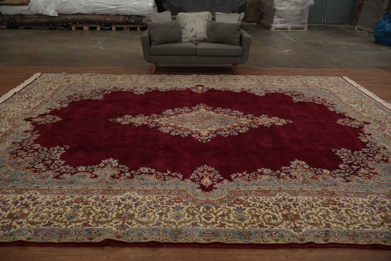 Classic Burgundy Palace Size Rug 12x16 Wool Hand-made Medallion Vintage Carpet gallery