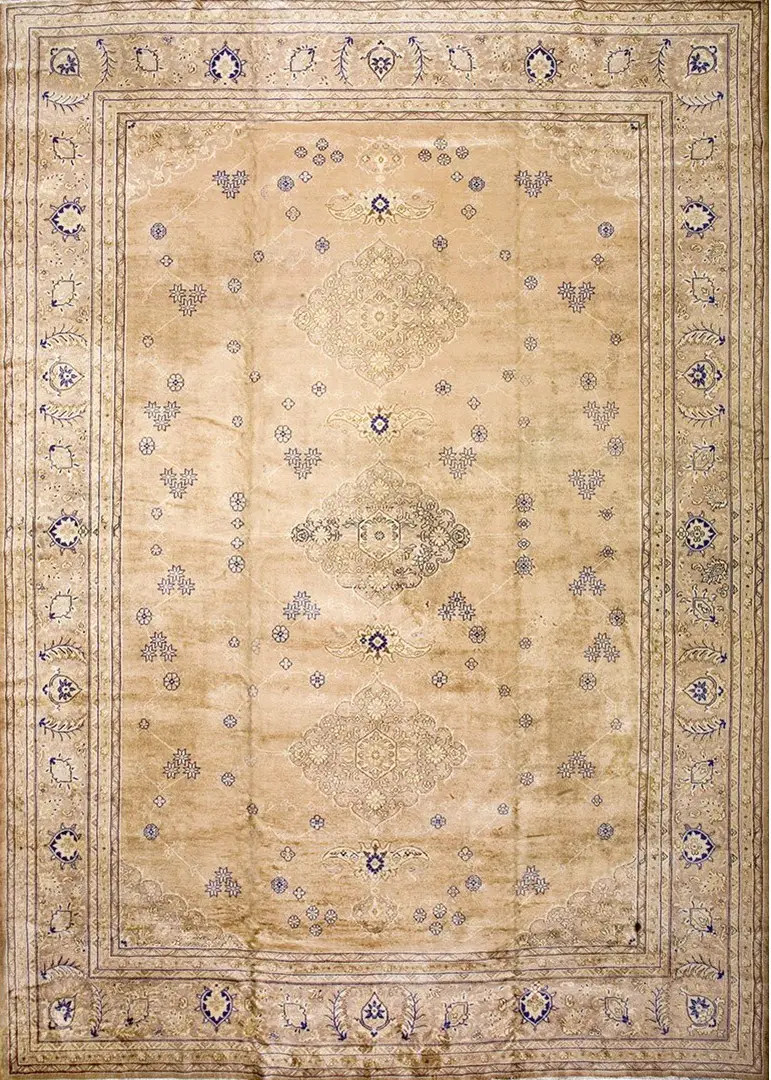 11'x16' Light Ivory Color Antique Large Room Size Floral Design Fine Turkish gallery