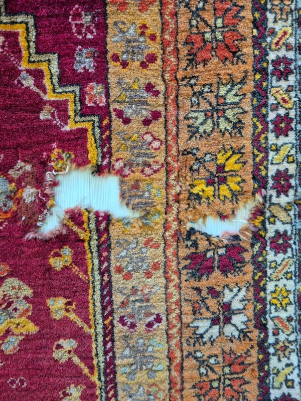 Dated 1903 Antique Sivas Hand-Knotted Rug Fragment 37''x54'' Turkish Prayer Rug gallery