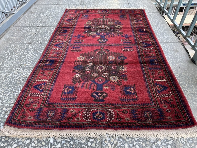 Antique Afghan Hand Knotted 3x5 Ft Wool Rug Traditional Turkmen Oriental Carpet gallery