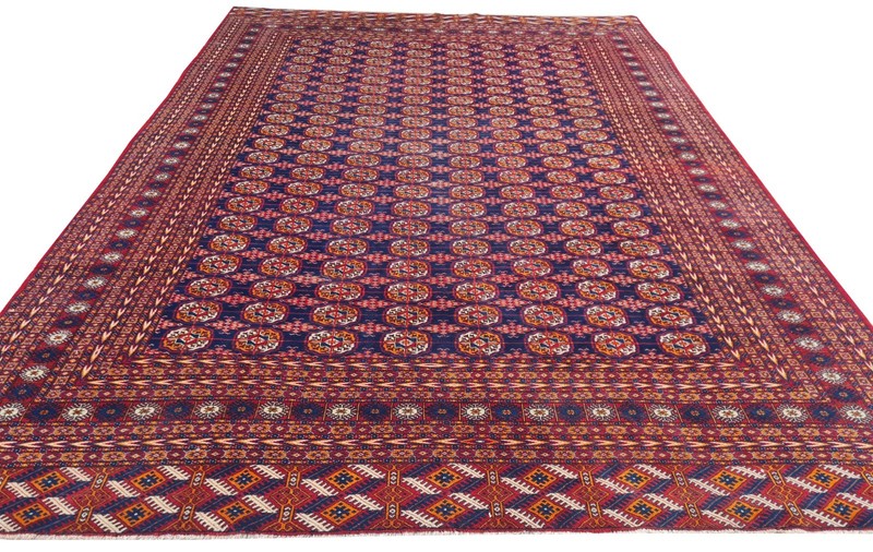 Amazing Hand Knotted Vintage Afghan Turkmen Moori Wool Area Rug 14 x 10 Ft gallery