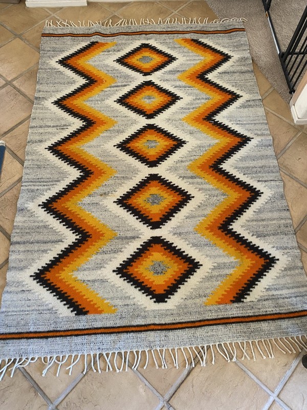Vintage Polish Kilim Wool Rug 81"x54" Handwoven Geometric Mid Century Folk Art gallery