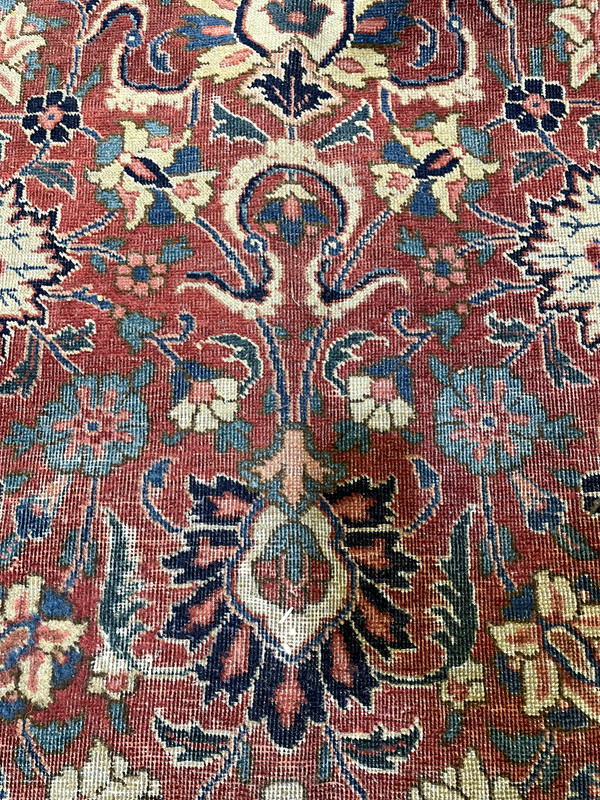 Antique Oriental Hand-Knotted Wool Area Rug Red/Blue/Ivory/Green 11'10" x 17'2" gallery