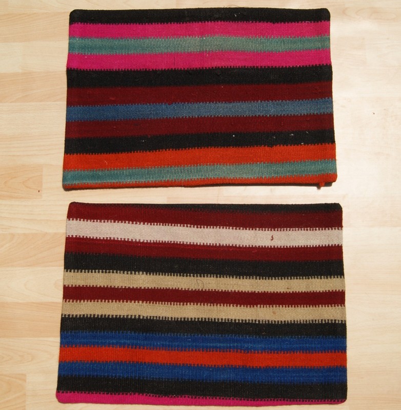 SET OF 14 PILLOWS MULTI COLORED RECTANGLE WOOL TURKISH KILIM AREA RUGS 20"X14" gallery