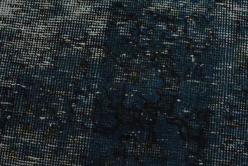 Vintage Overdyed 9’8” x 11’8” Blue Distressed Wool Hand-Knotted Oriental Rug gallery