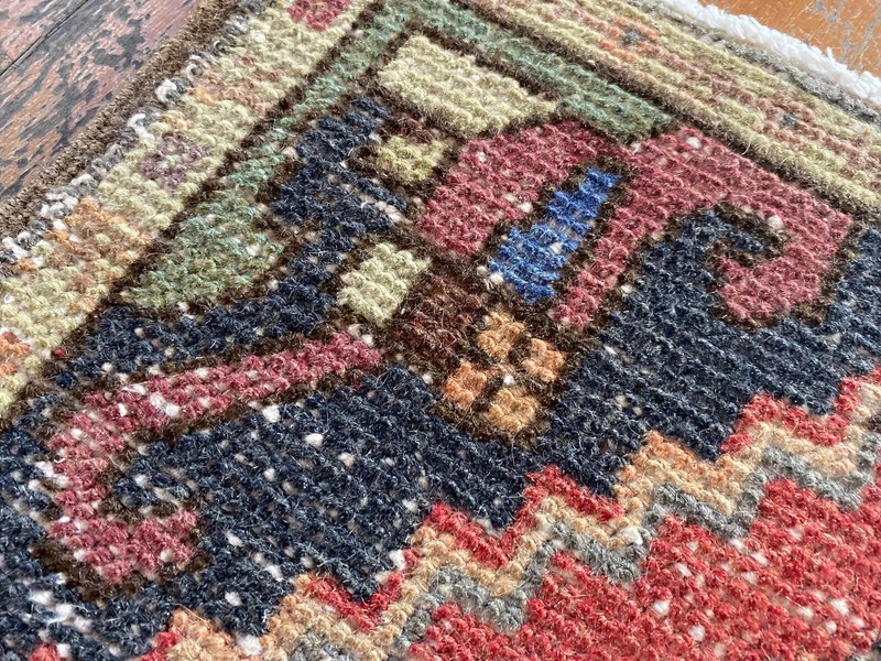 Beautiful Antique 1900-1930's Wool Pile Vegetable Dye Area Rug 1'9" x 3' gallery