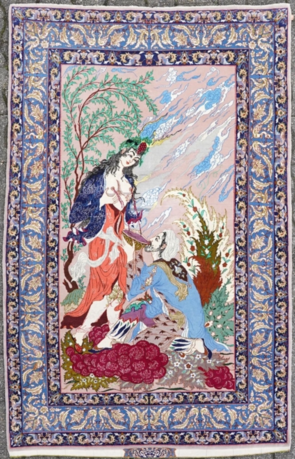 Rare Oriental carpet around 1990, signed, clean! gallery