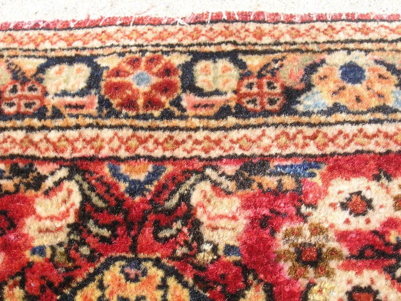 Excellent Antique Saroukk Red Hand Knotted Wool Oriental Rug Washed 2'3" x 4'2" gallery