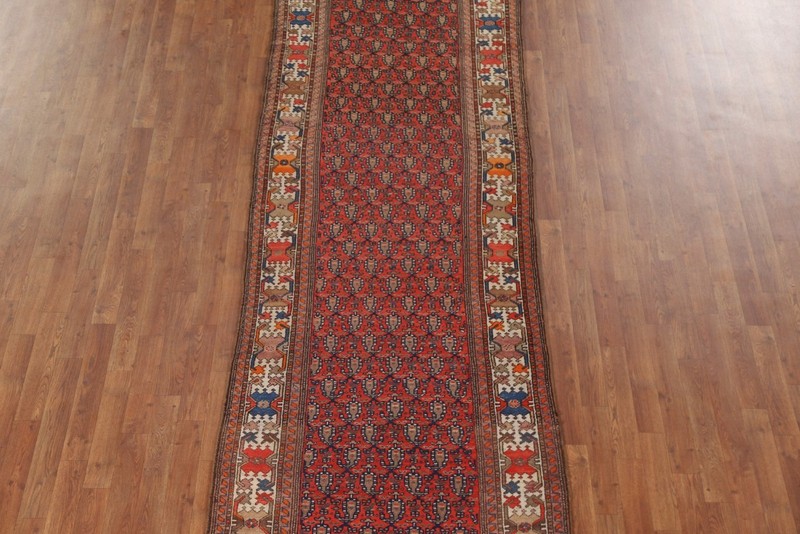 Pre-1900 Vegetable Dye Traditional Hand-made Long Runner Antique Rug 4x17 Carpet gallery