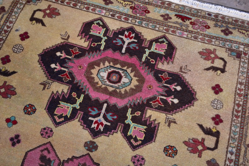 Caucasian Rug 4x6 Size Hand-knotted Vintage Primitive Yellow Carpet 126x188cm gallery