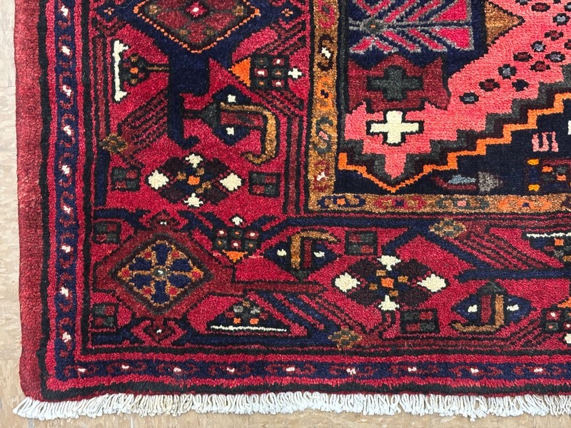 Vintage Zanjan 4x7 Hand Knotted Wool Oriental Tribal Area Rug Red Blue Geometric gallery