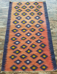 Vintage Handmade Turkish Geometric Wool Kilim Rug 166×99 cm