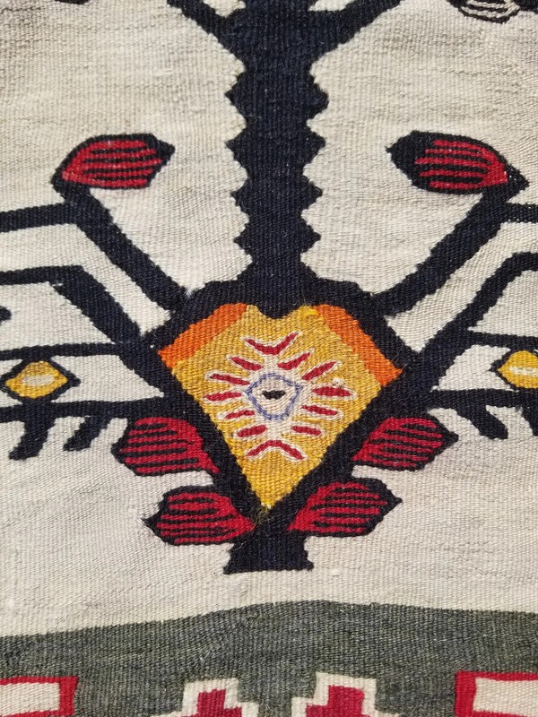 Vintage Traditional Handmade Tree of Life Wool Multicolor Kilim 4.9x3.1 ft gallery