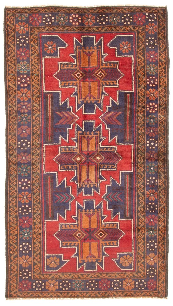 Vintage 3'4" x 6'1" Traditional Hand Knotted Vegetable Dye Wool Area Rug