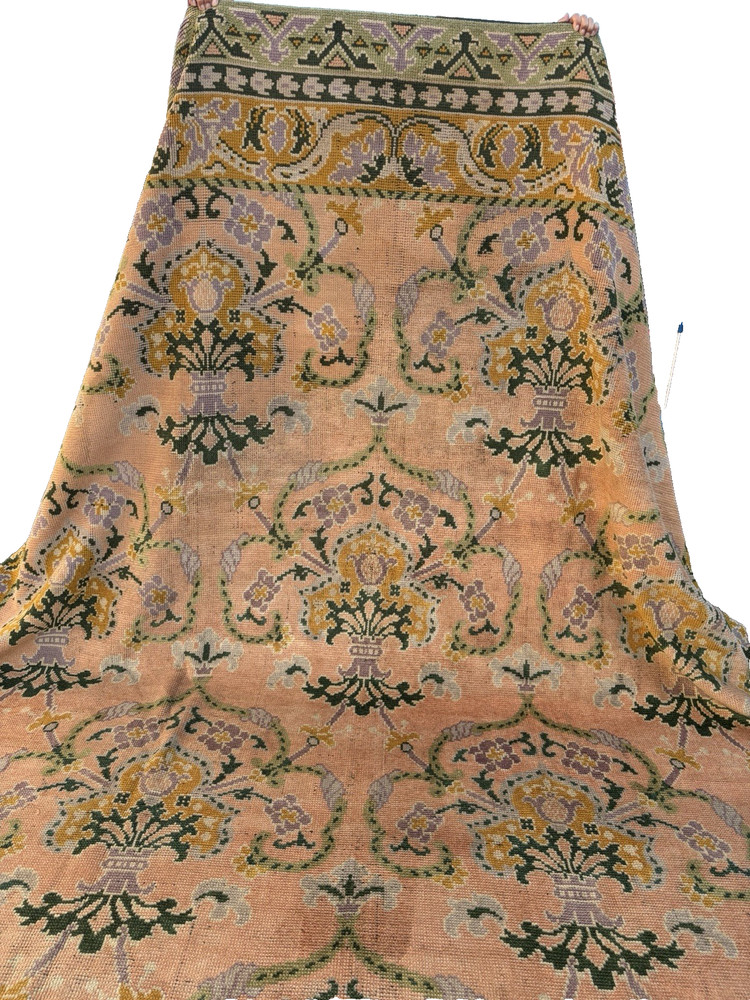 Auth: Antique Donegal Arts & Crafts Rug Rare Irish Beauty Salmon 12x18