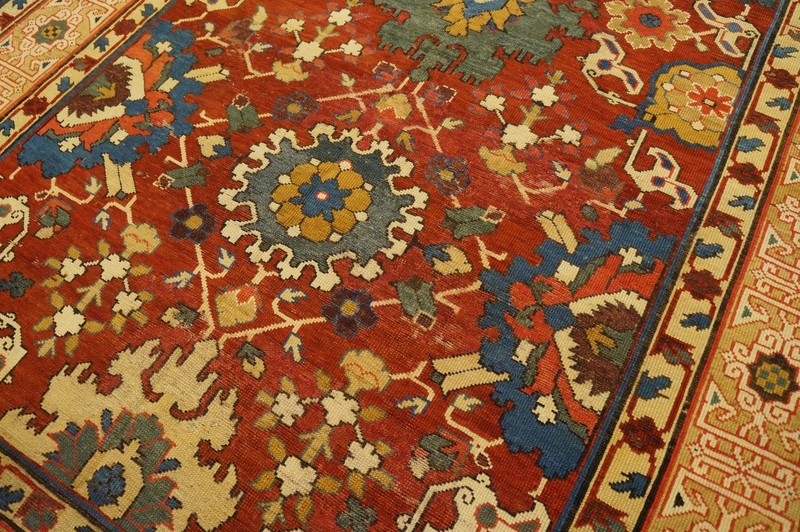 4'x11' Antique Early 19th Century Red Tribal Caucasian Kuba Kufic Border Hallway gallery