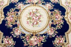 7X7 MAGNIFICENT ANTIQUE HANDMADE VEGETABLE DYE AUBUSSON NEEDLEPOINT WOOL RUG