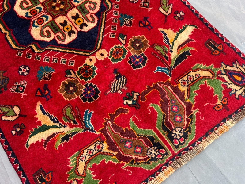Red Vintage Caucasian Floral Hand Knotted Wool Rug 3x5 Boho Small Area Rug gallery