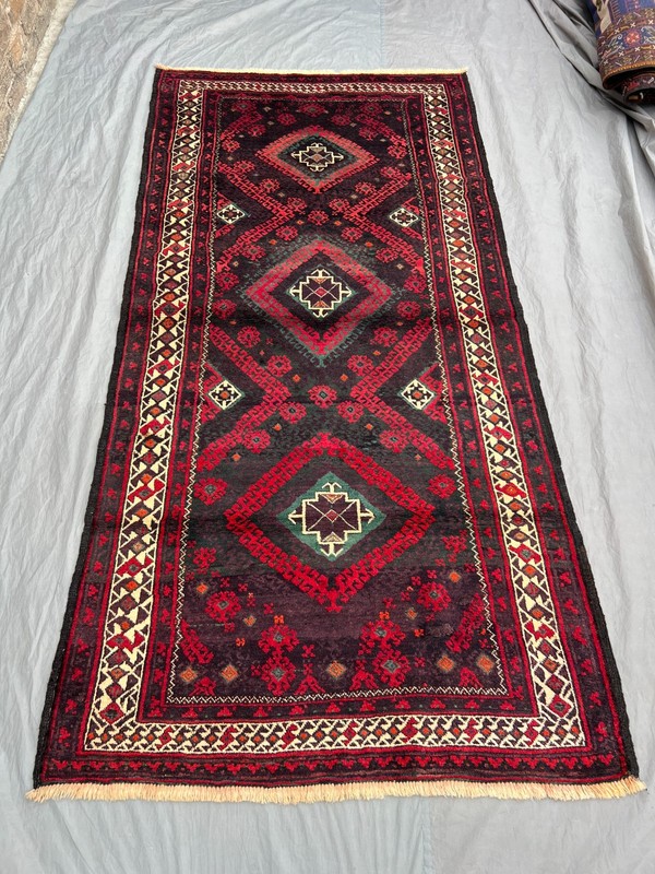 4'2x8'5 Vintage Afghan Baluchi Runner Rug Hand Knotted Wool Tribal Floor Carpet gallery